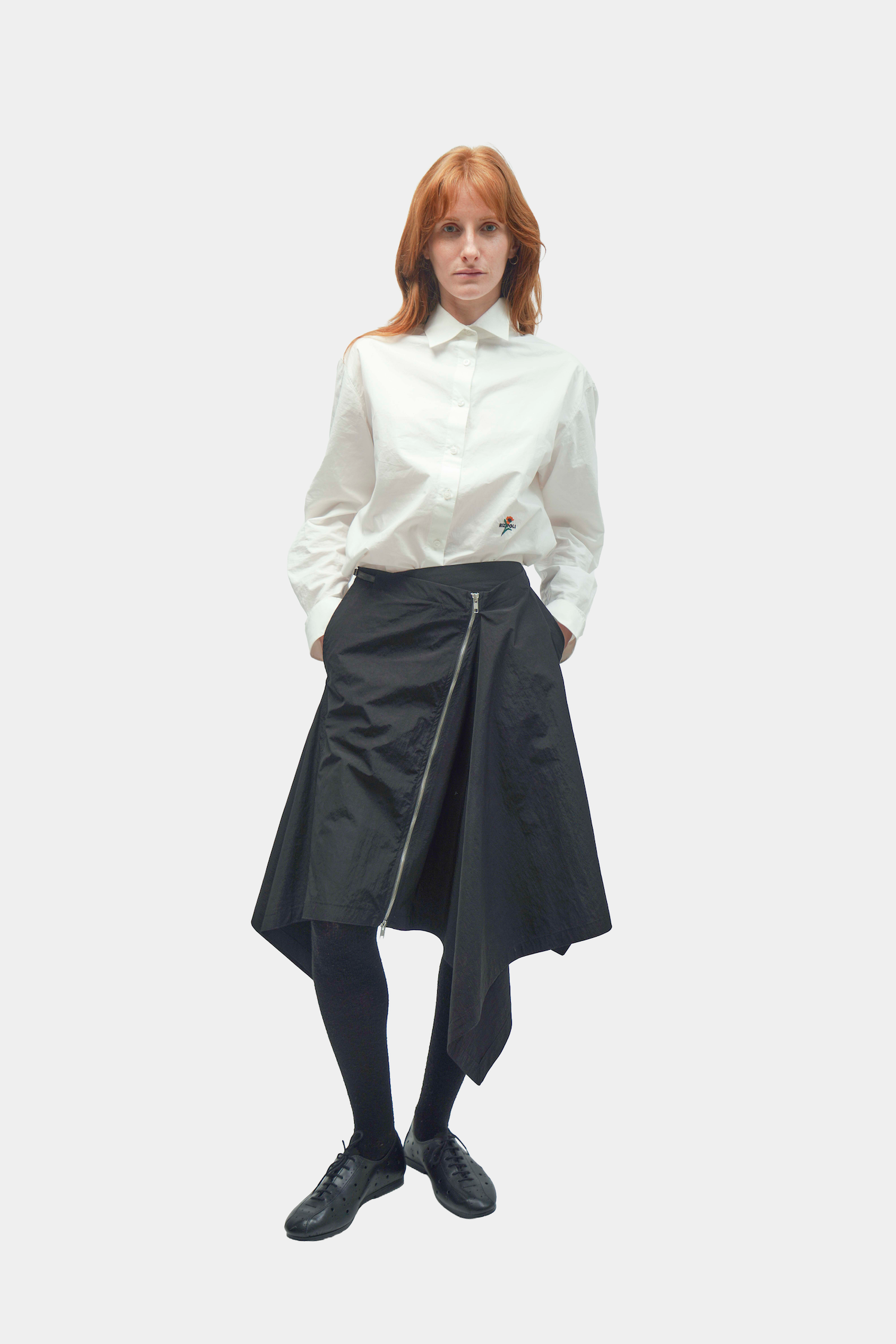 JUPE MIDI EN NYLON