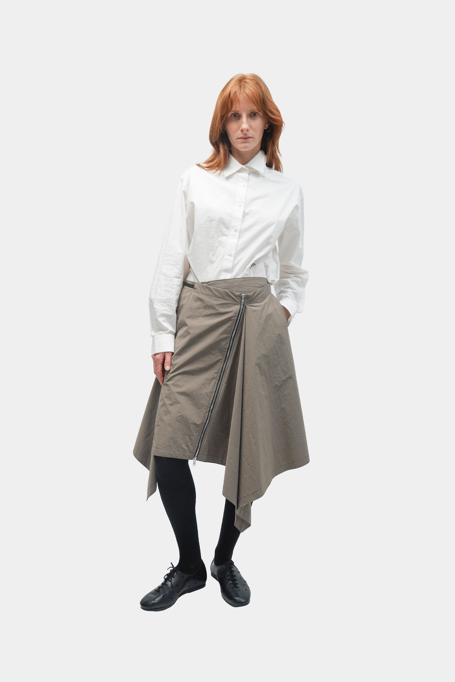 JUPE MIDI EN NYLON