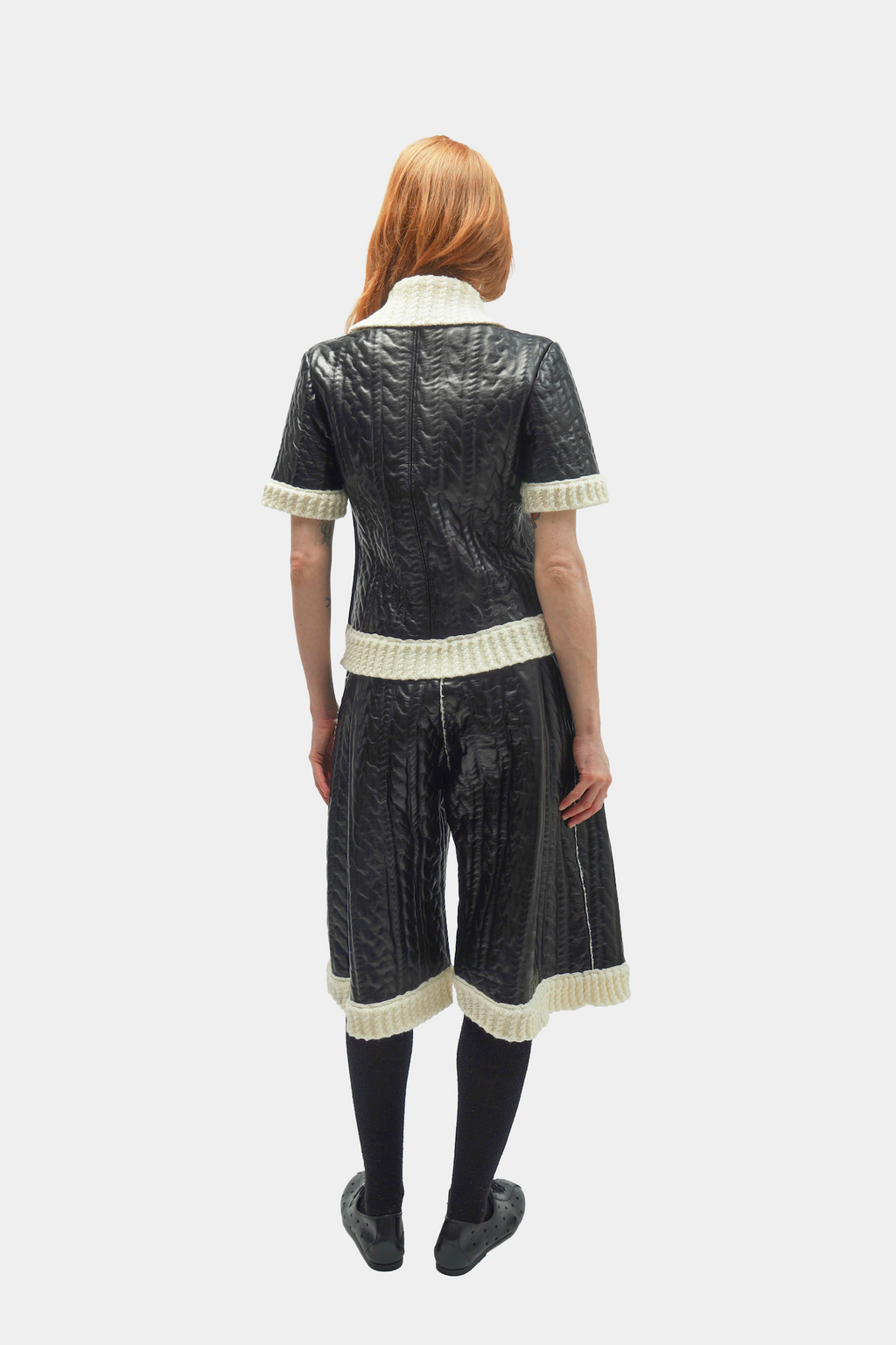 TOP EN CUIR ET MAILLE