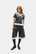 TOP EN CUIR ET MAILLE