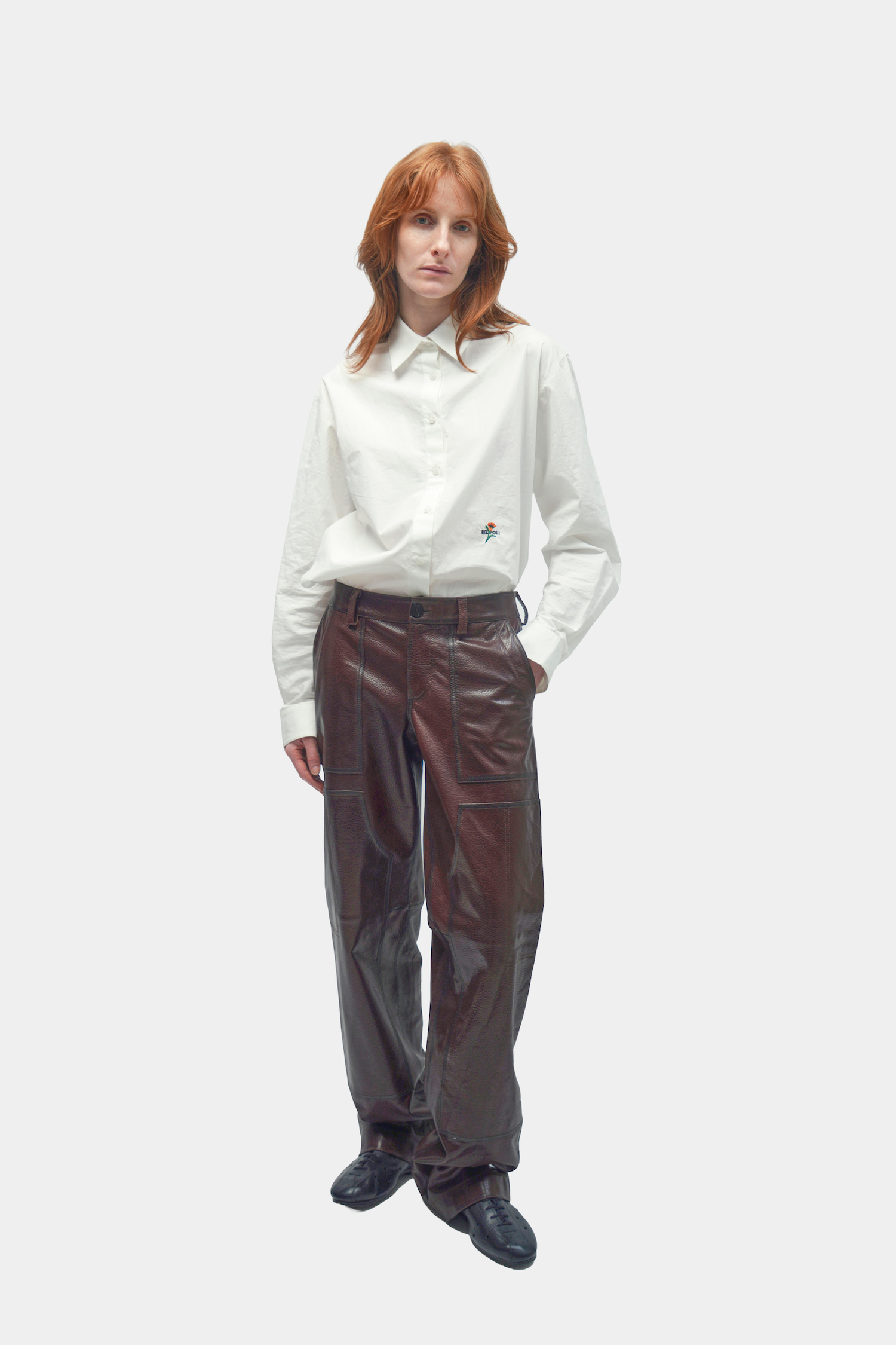 PANTALON EN CUIR GRAINÉ
