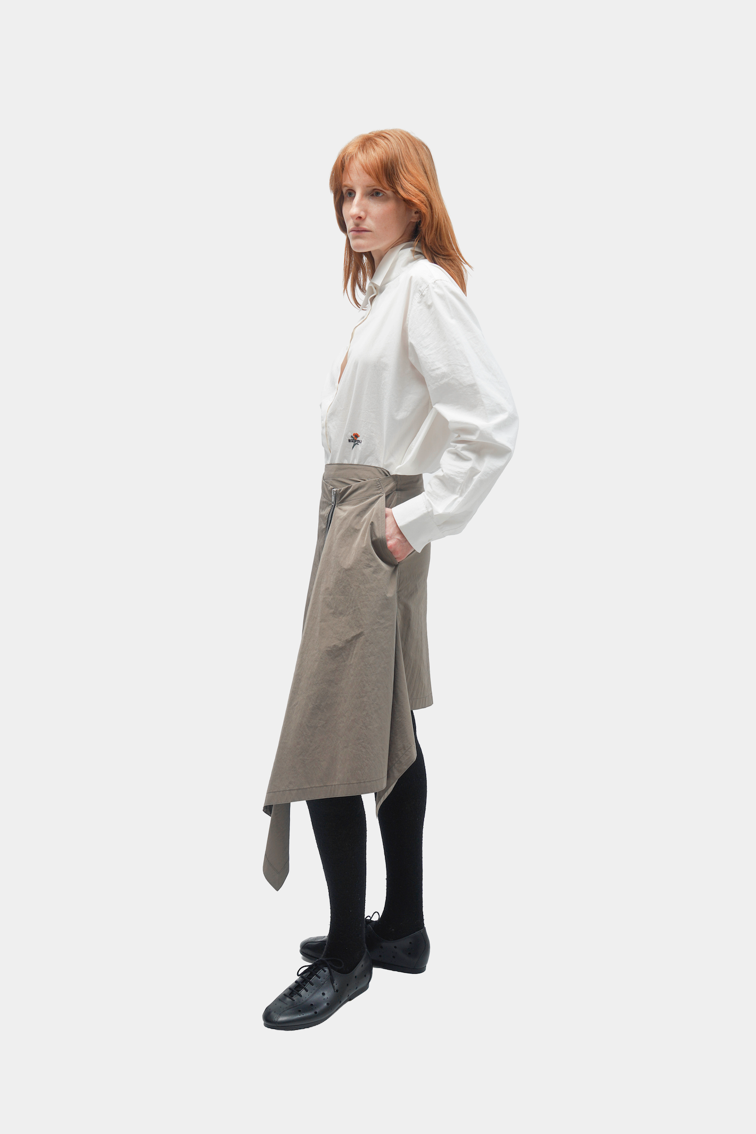 JUPE MIDI EN NYLON